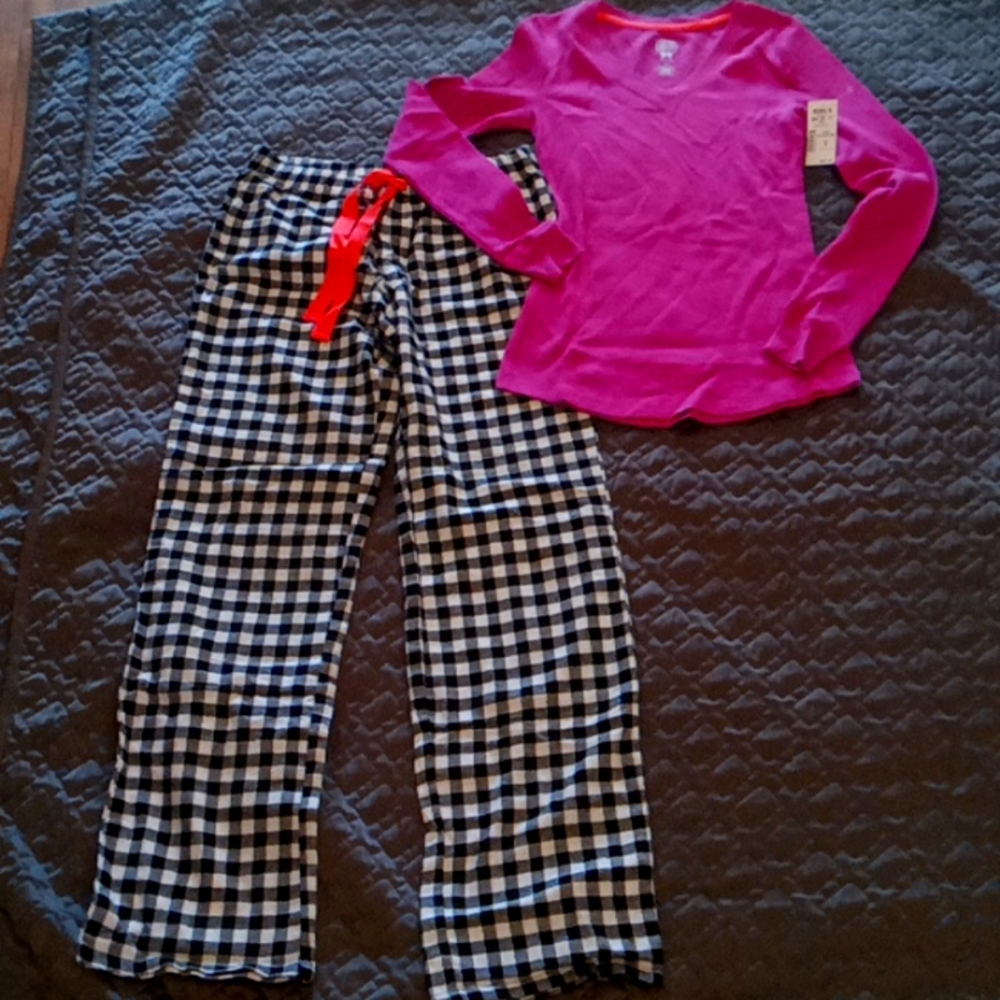 Kohl's Authentic American Heritage,XS, Pink/Peach/Checkered Black and White